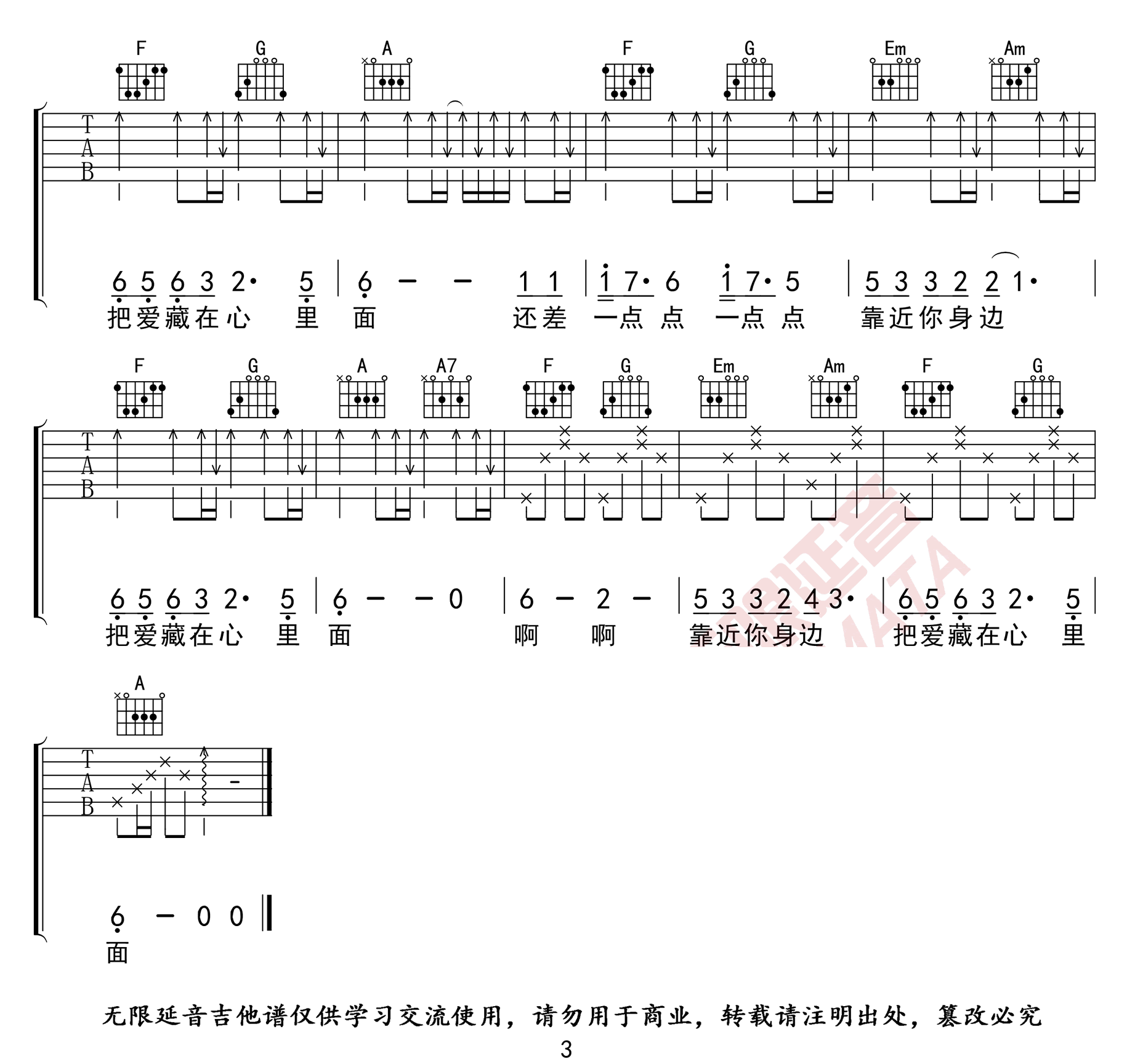 蝴蝶之夏吉他谱_房东的猫_C调演奏指法简单版-图片1