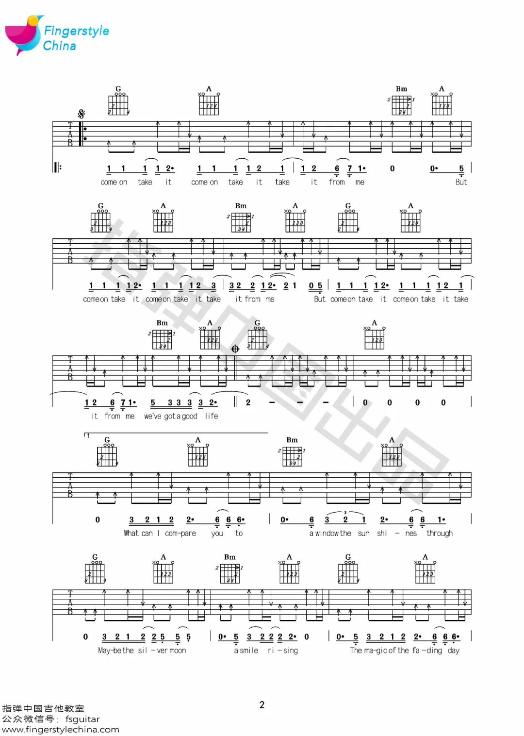 Take It From Me吉他谱_The Weepies_D调演奏-图片1